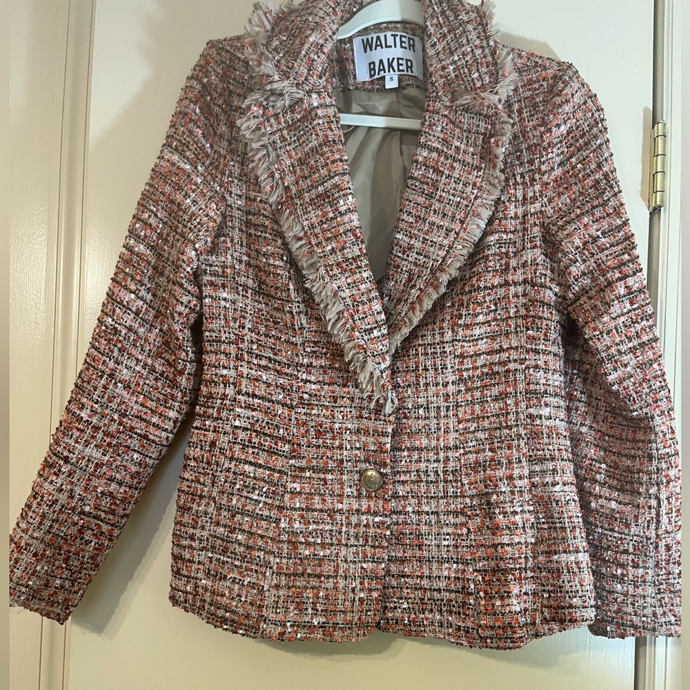 Walter Baker Lana Belmont Pink Red Tweed Blazer Jacket Size Small 🩷❤️ - Picture 5 of 11